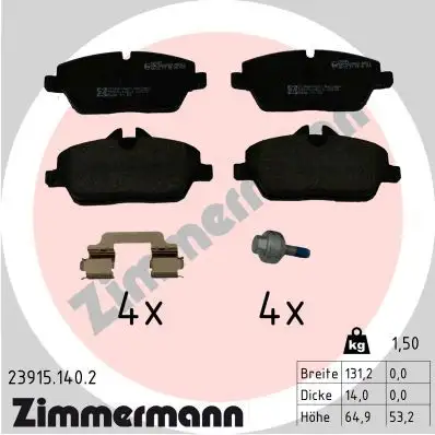 ZIMMERMANN Bremsbelagsatz, Scheibenbremse IZIN239151402