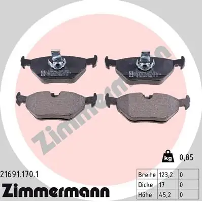 ZIMMERMANN Bremsbelagsatz, Scheibenbremse 4250238735687