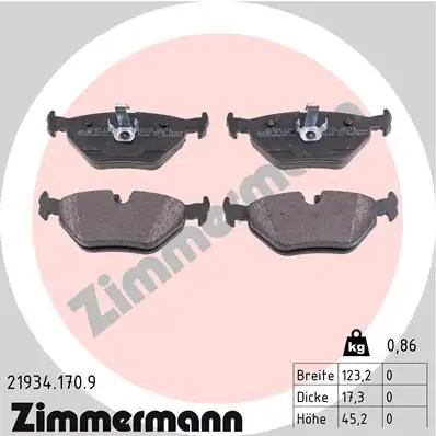 ZIMMERMANN Bremsbelagsatz, Scheibenbremse IZIN219341709