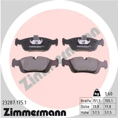 ZIMMERMANN Bremsbelagsatz, Scheibenbremse 4250238737773