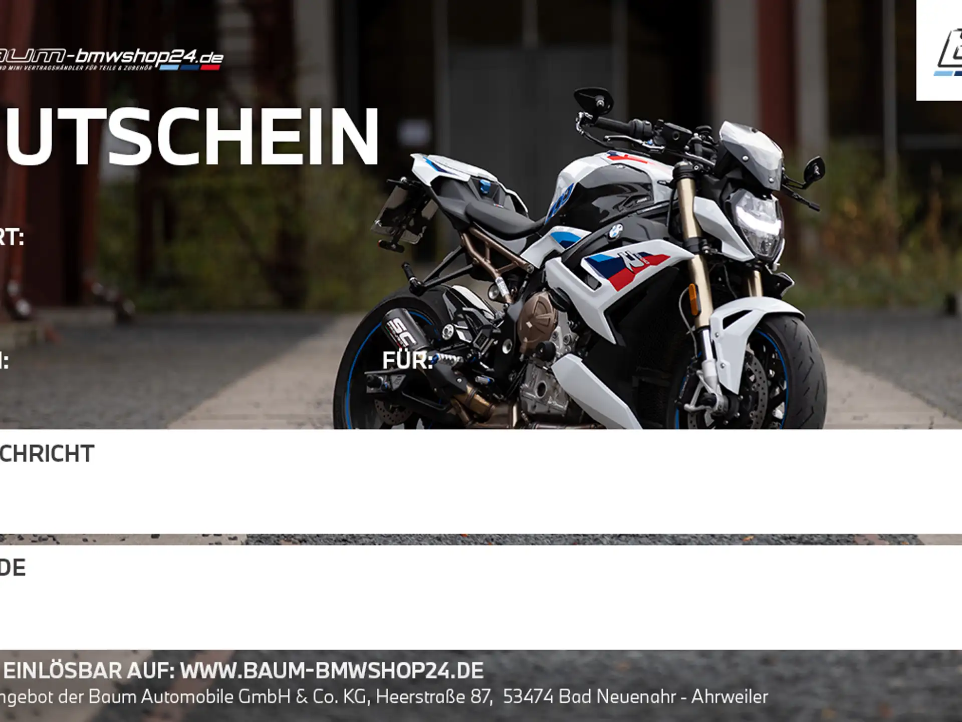 Gutschein für Motorrad Fahrer