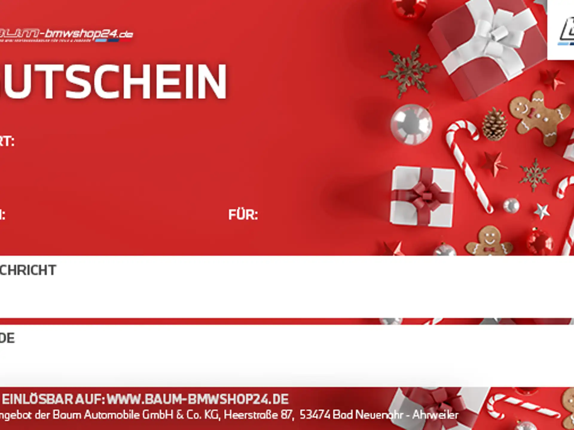 Gutschein zu Weihnachten