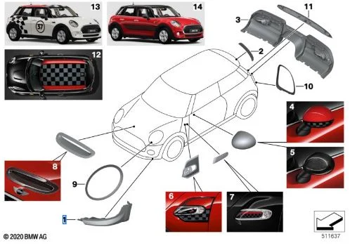 MINI JCW Black Band Spoiler vorn links / rechts F55 F56 F57, Bildposition 1