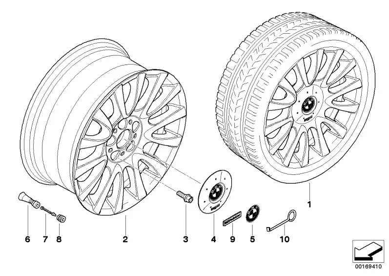 BMW Alufelge Individual V-Speiche 265 silber 10J ET53 X5 E70 Hint