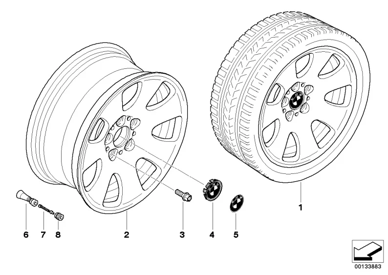 BMW Alufelge Sternspeiche 165 geschmiedet 8Jx17 ET24 7er E65/E66