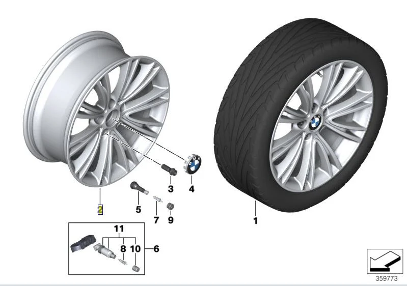 BMW Alufelge Individual V-Speiche 626 ferricgrey 8,5Jx19 ET47 3er F30/F31 4er F32/F33/F36
