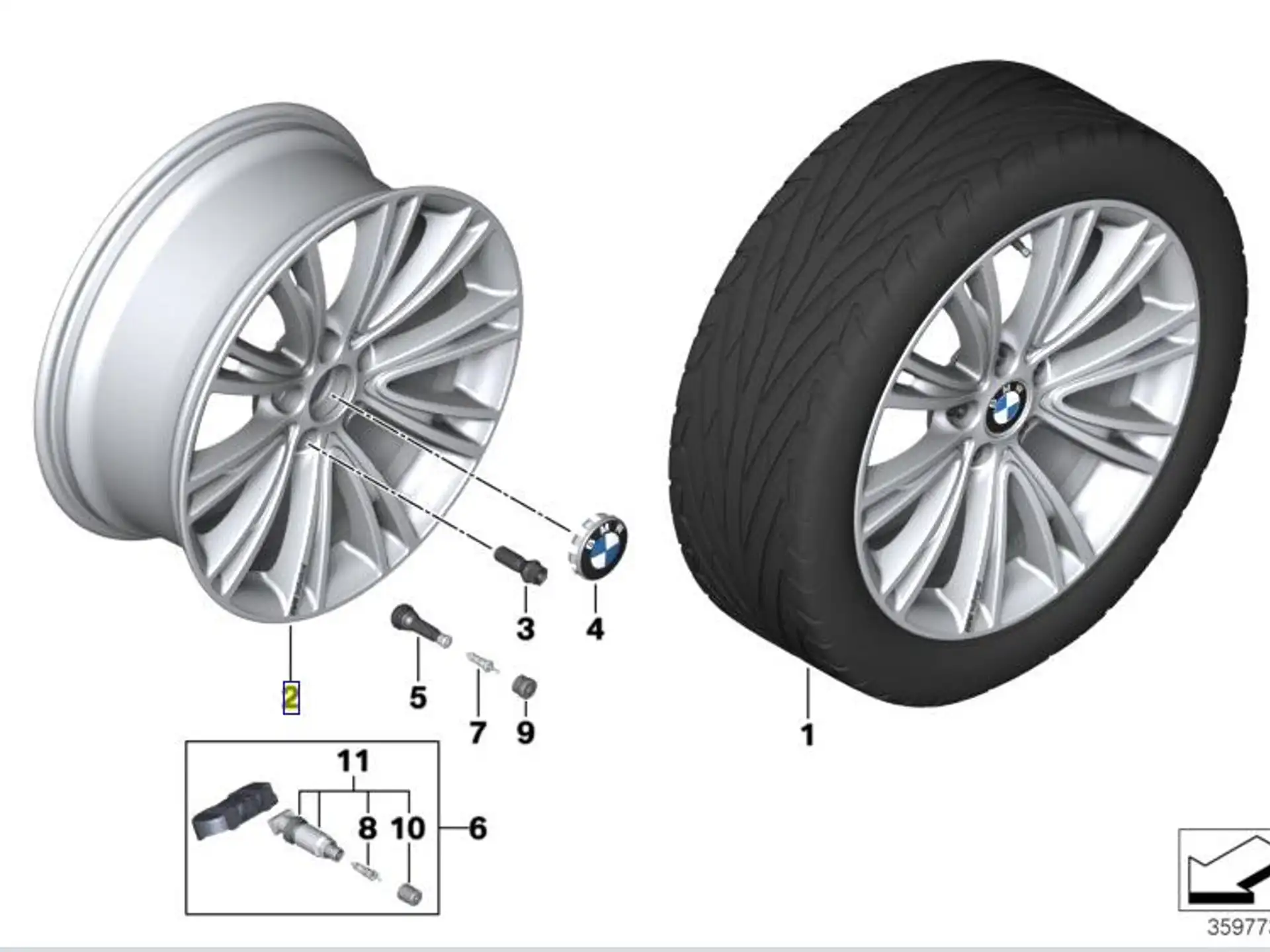 BMW Alufelge Individual V-Speiche 626 ferricgrey 8,5Jx19 ET47 3er F30/F31 4er F32/F33/F36