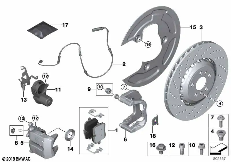 BMW Bremsscheibe belüftet gelocht links X5M F95 X6M F96