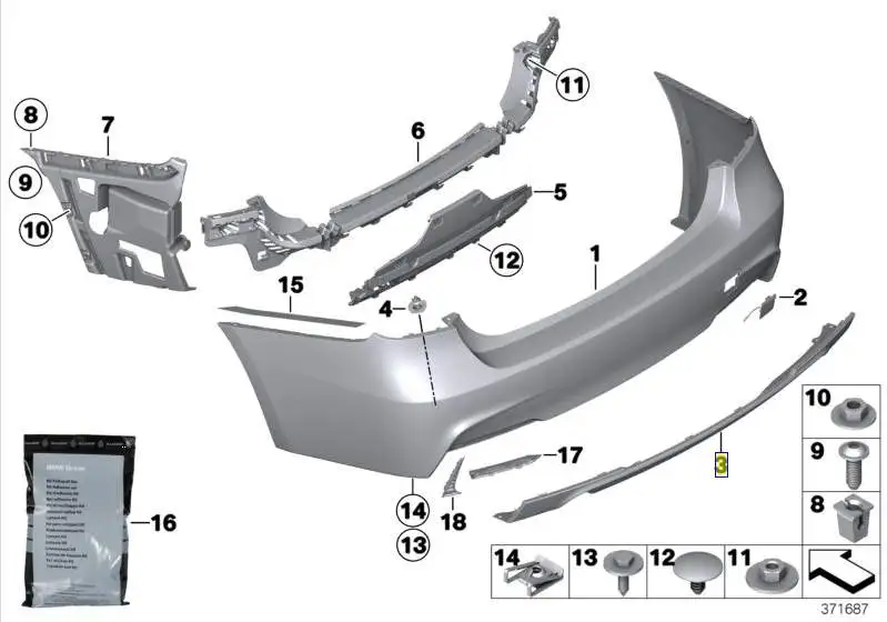 BMW Einsatz Stossfänger hinten F30 F31 51128054198 - 3er