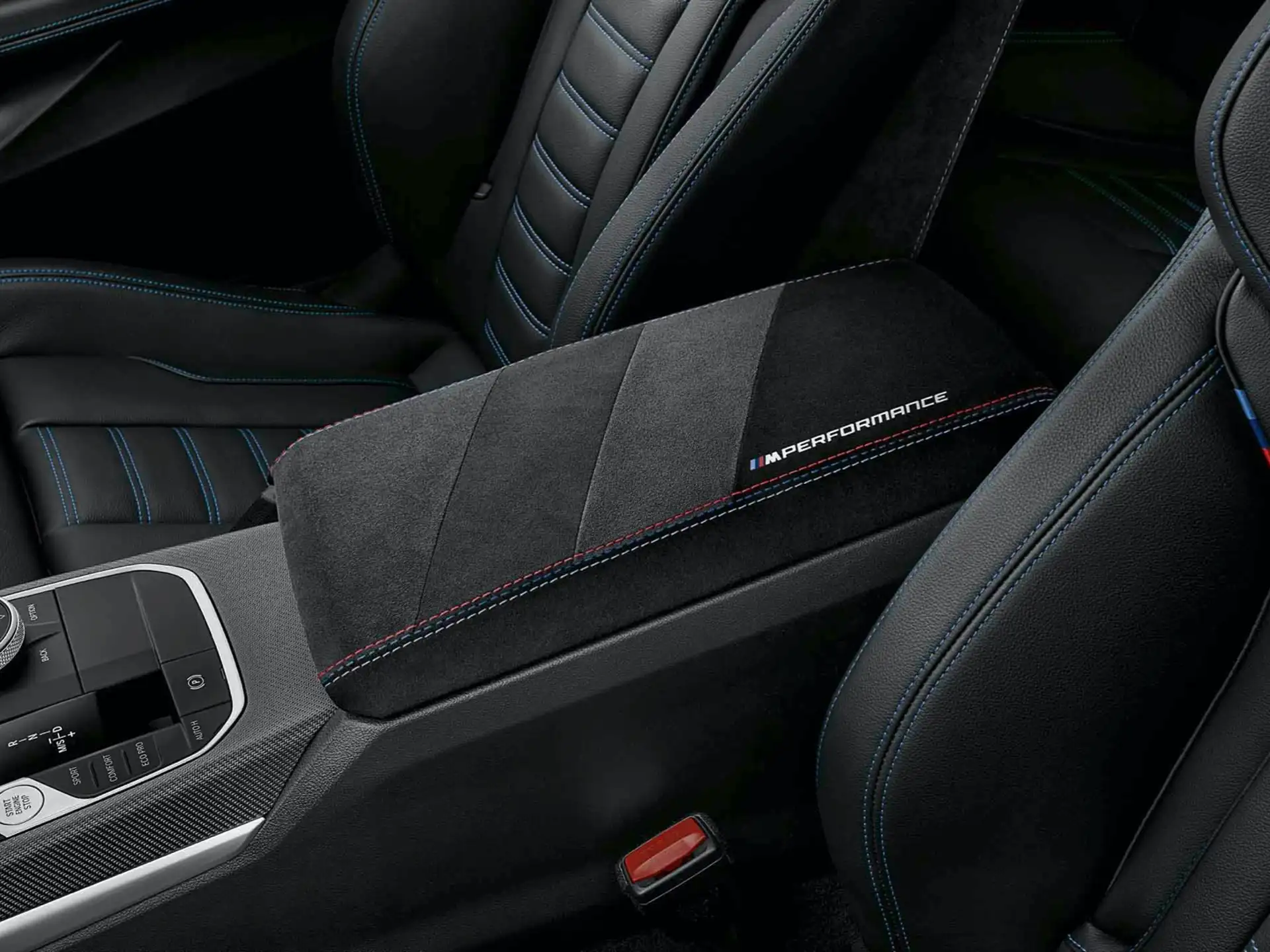 BMW M Performance Armauflage Alcantara vorn Mitte 2er G42 M2 G87, 3er G20 G21 G80, 4er i4 G22 G23 G26 G82 G83