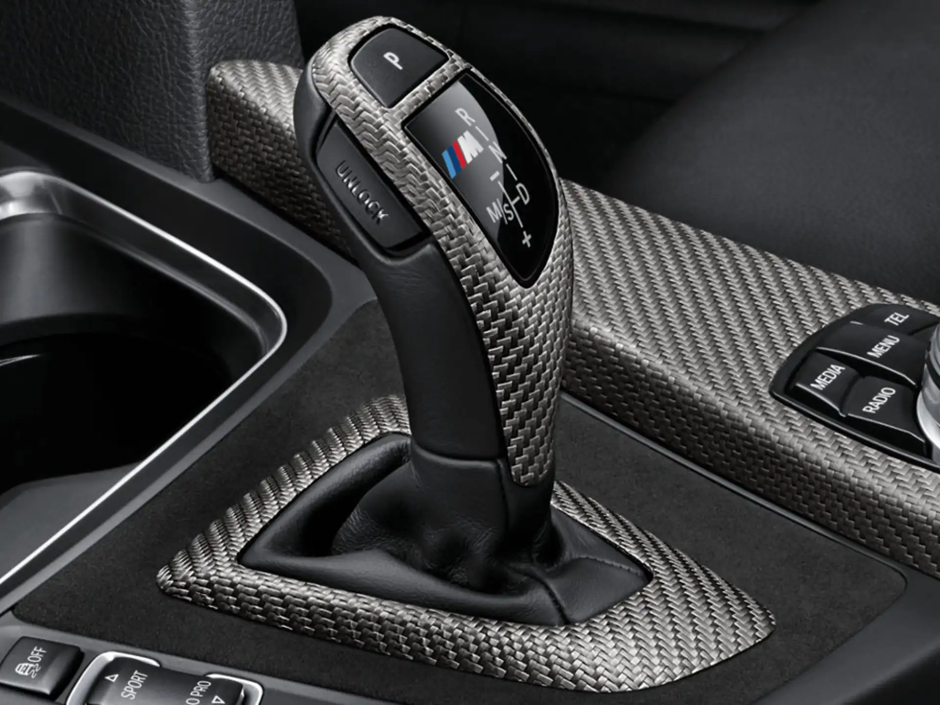 BMW M Performance Mittelkonsolenblende Alcantara/Carbon 3er F30 F31 F34 4er F32 F33 F36