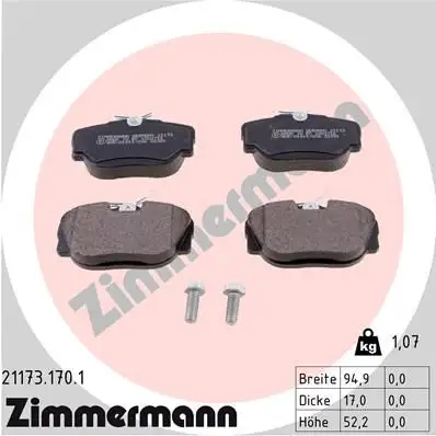 ZIMMERMANN Bremsbelagsatz, Scheibenbremse IZIN211731701