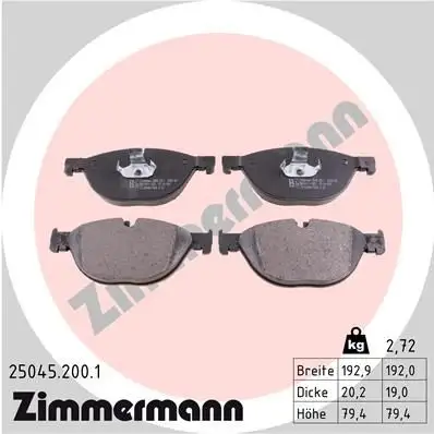 ZIMMERMANN Bremsbelagsatz, Scheibenbremse IZIN250452001