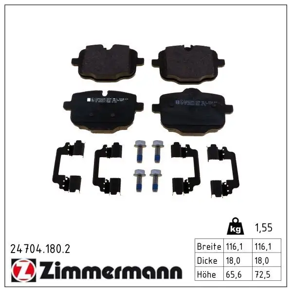 ZIMMERMANN Bremsbelagsatz, Scheibenbremse 4250238782117