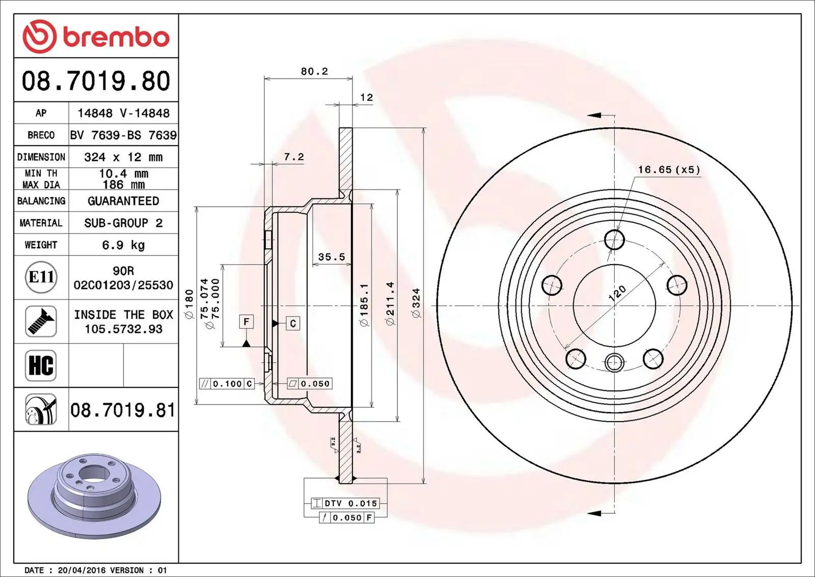 BREMBO Bremsscheibe 8020584025802