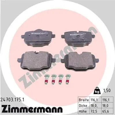 ZIMMERMANN Bremsbelagsatz, Scheibenbremse IZIN247031751