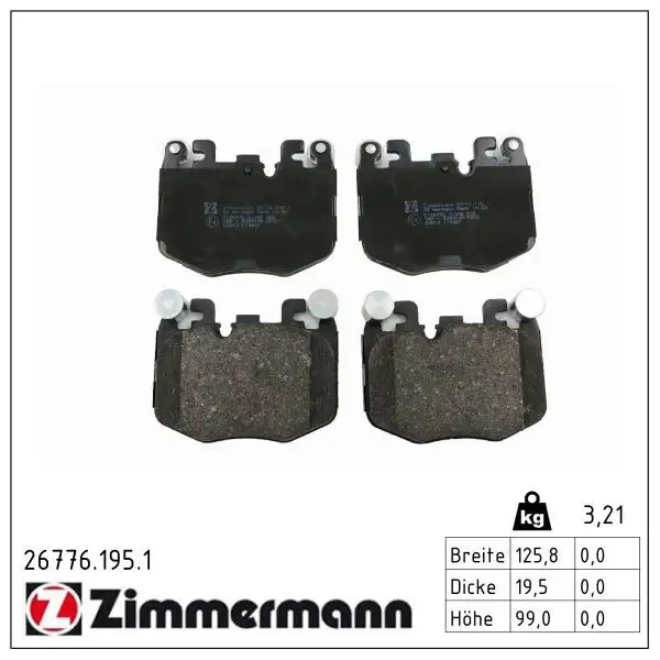 ZIMMERMANN Bremsbelagsatz, Scheibenbremse 4250238794257