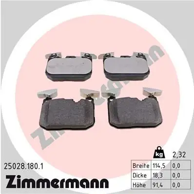 ZIMMERMANN Bremsbelagsatz, Scheibenbremse IZIN250281801