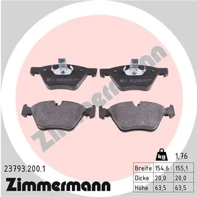 ZIMMERMANN Bremsbelagsatz, Scheibenbremse 4250238739593