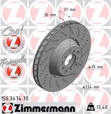 ZIMMERMANN Bremsscheibe 4250238746171