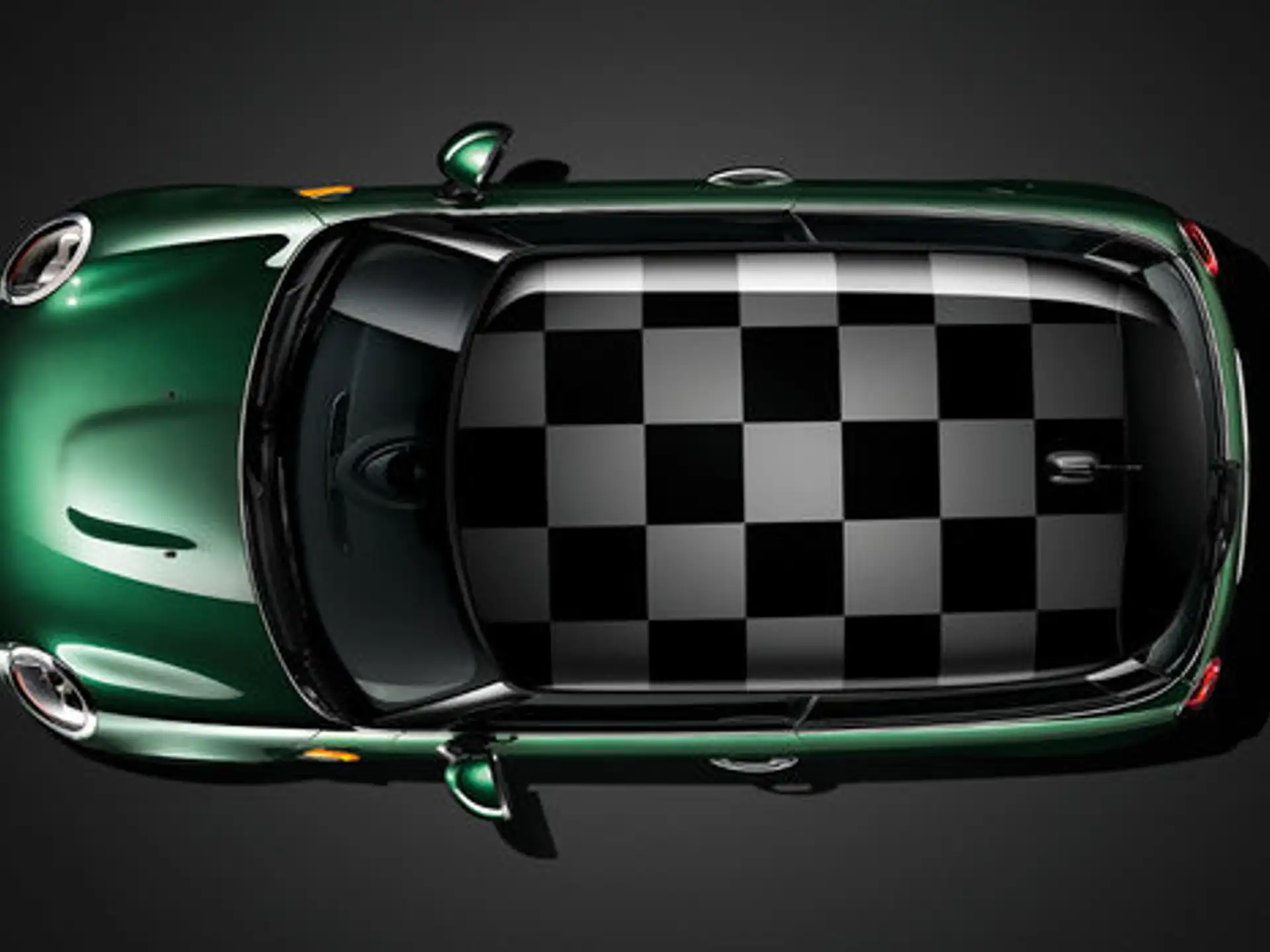 MINI Dachdekor Chequered Flag grau für schwarzes Dach