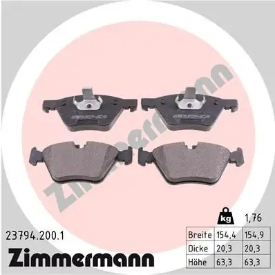 ZIMMERMANN Bremsbelagsatz, Scheibenbremse IZIN237942001