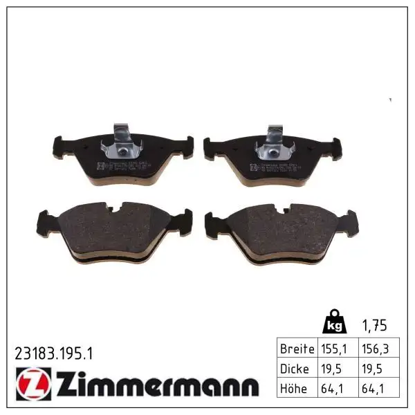 ZIMMERMANN Bremsbelagsatz, Scheibenbremse 4250238737391
