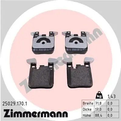 ZIMMERMANN Bremsbelagsatz, Scheibenbremse IZIN250291701