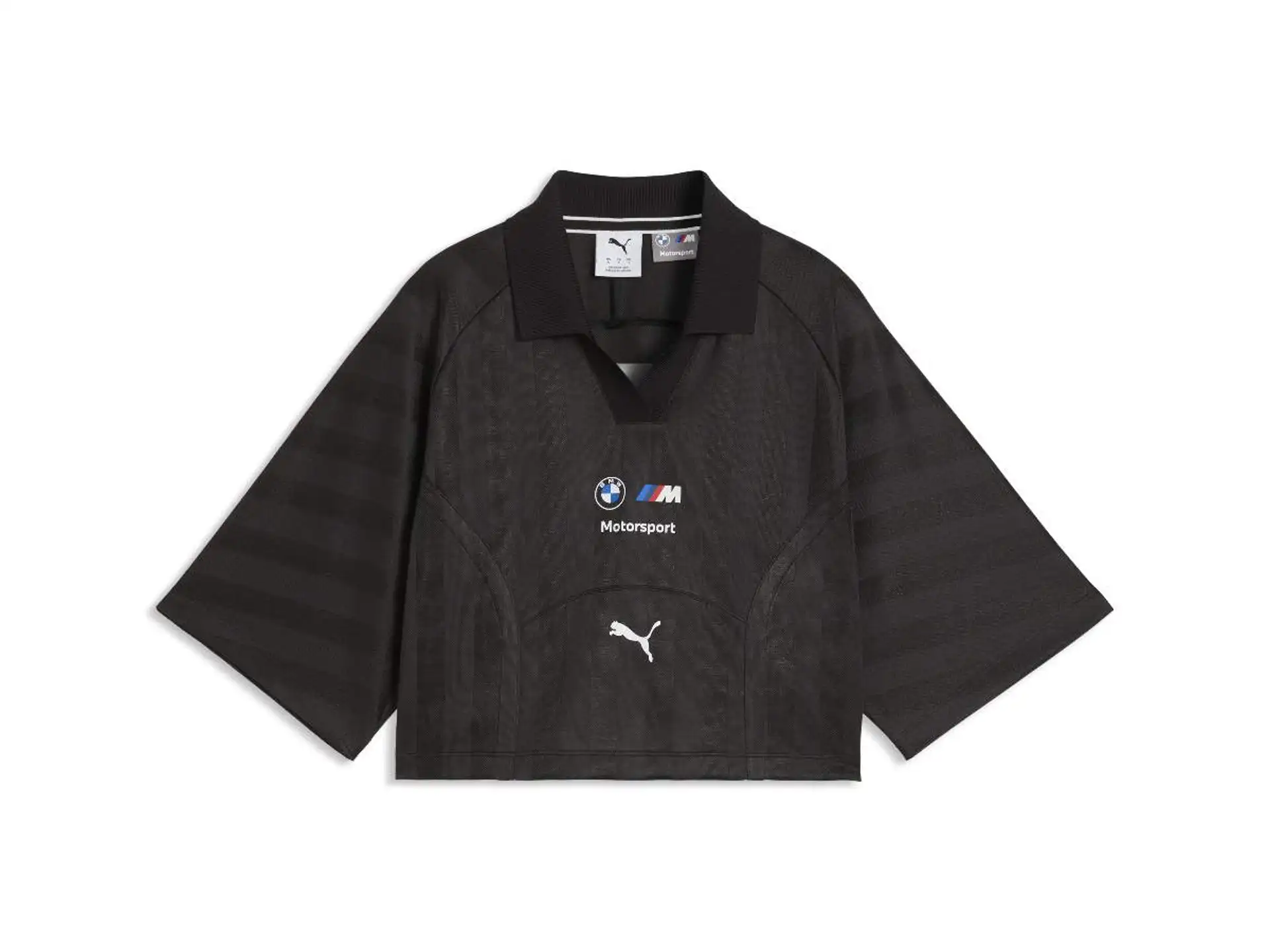 BMW M Motorsport Damen Lifestyle Cropped Polo-Shirt schwarz