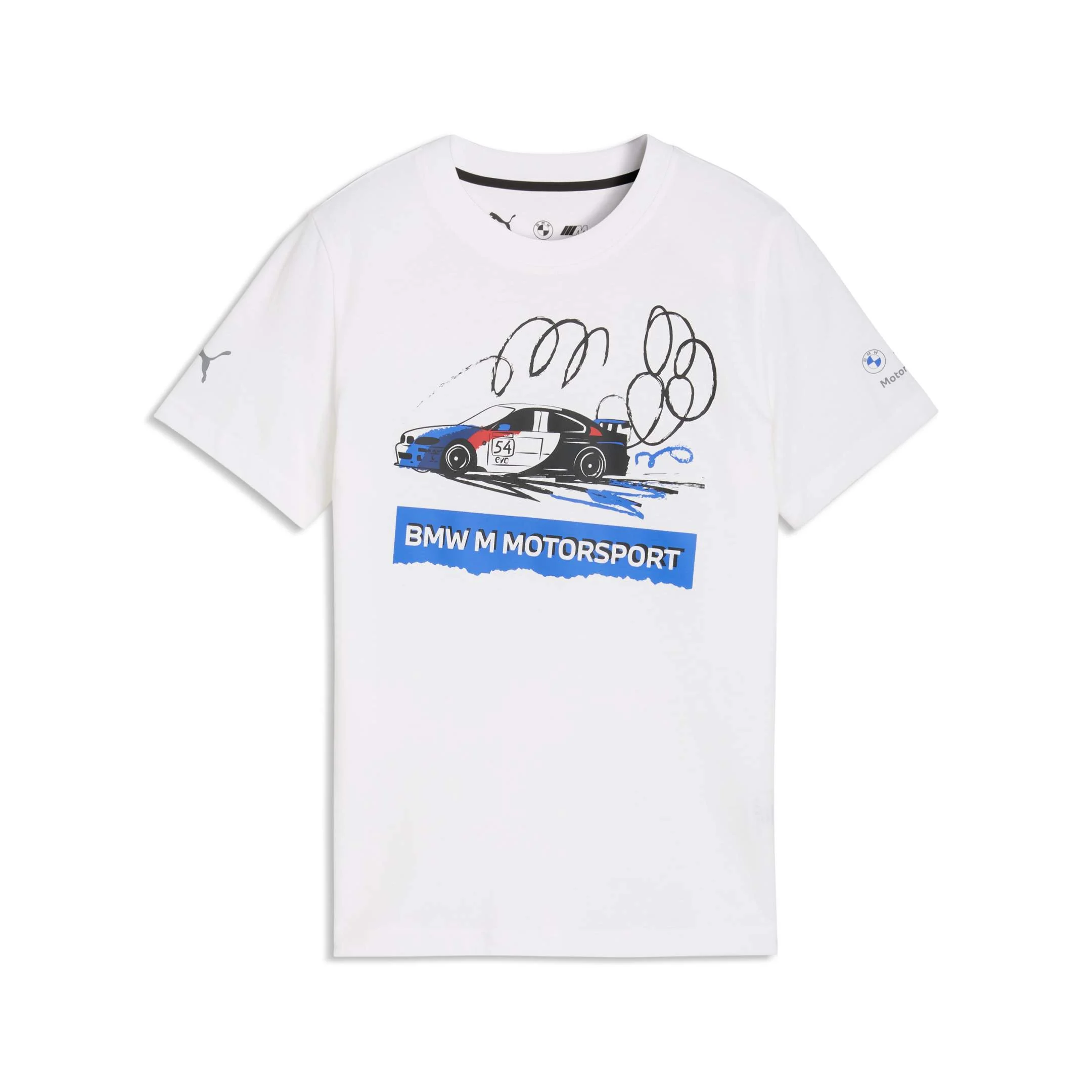 BMW M Motorsport Kids Sportswear Auto-Grafik T-Shirt Kinder weiß