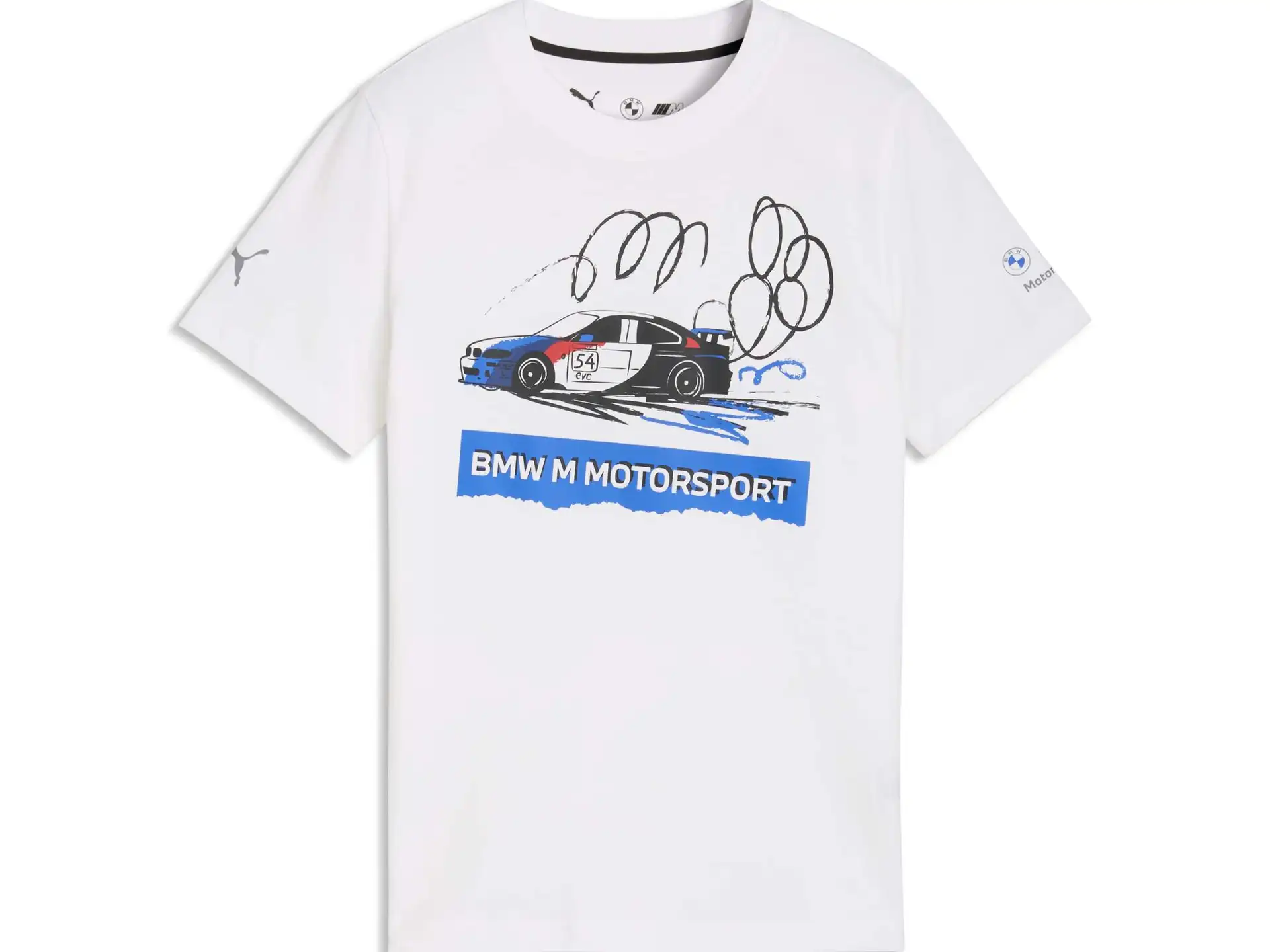 BMW M Motorsport Kids Sportswear Auto-Grafik T-Shirt Kinder weiß