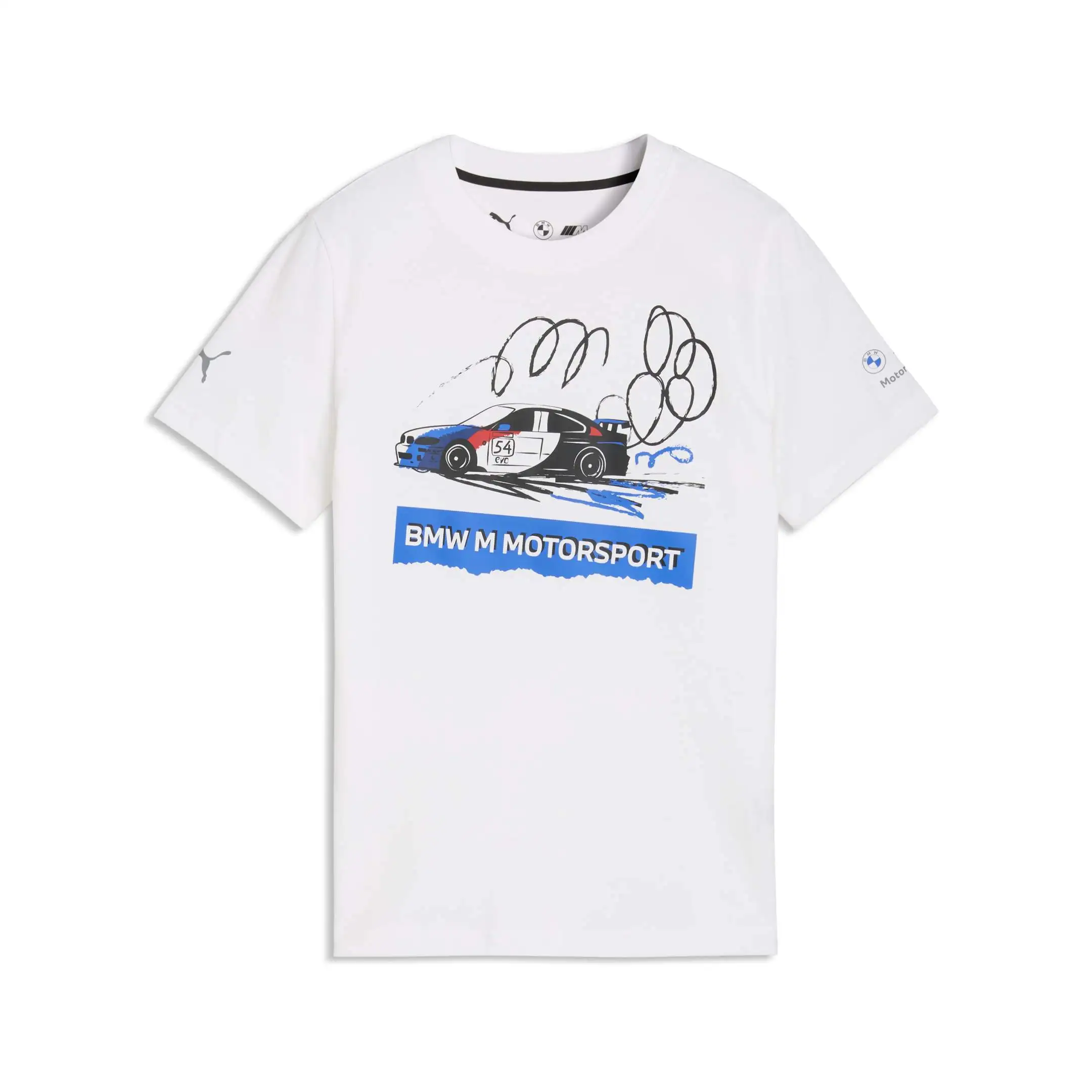 BMW M Motorsport Kids Sportswear Auto-Grafik T-Shirt Kinder weiß