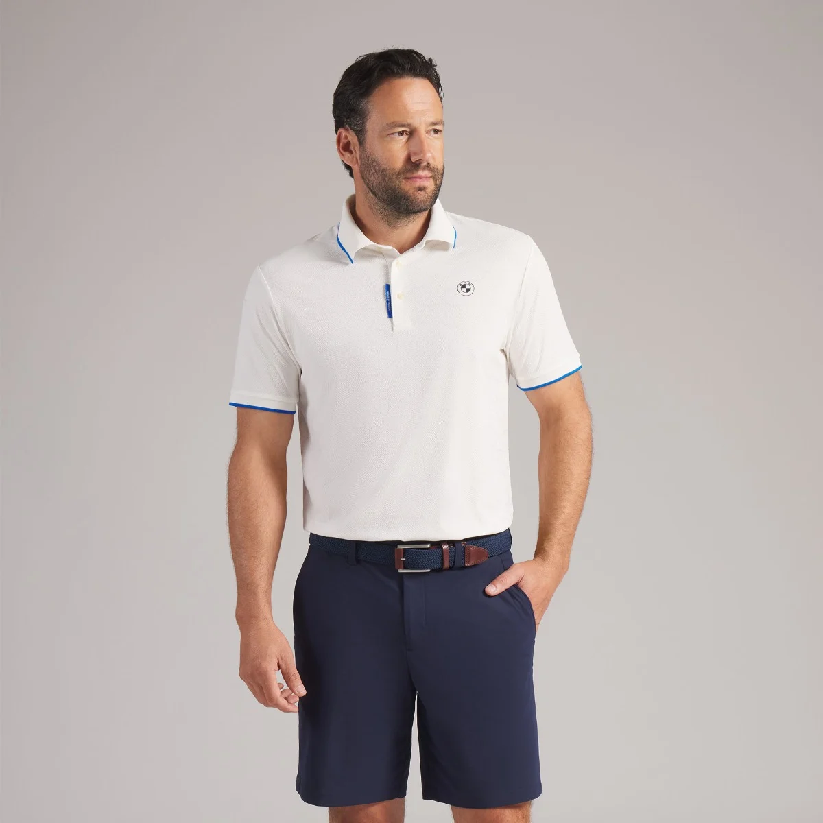 BMW Twisted Diamond Poloshirt Herren warmweiß