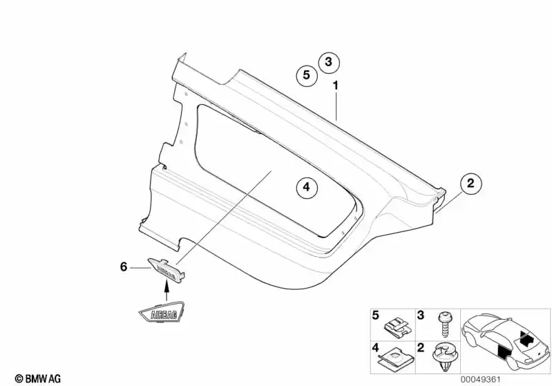 BMW Seitenverkleidung hinten rechts 51437890780 - Bildposition 01