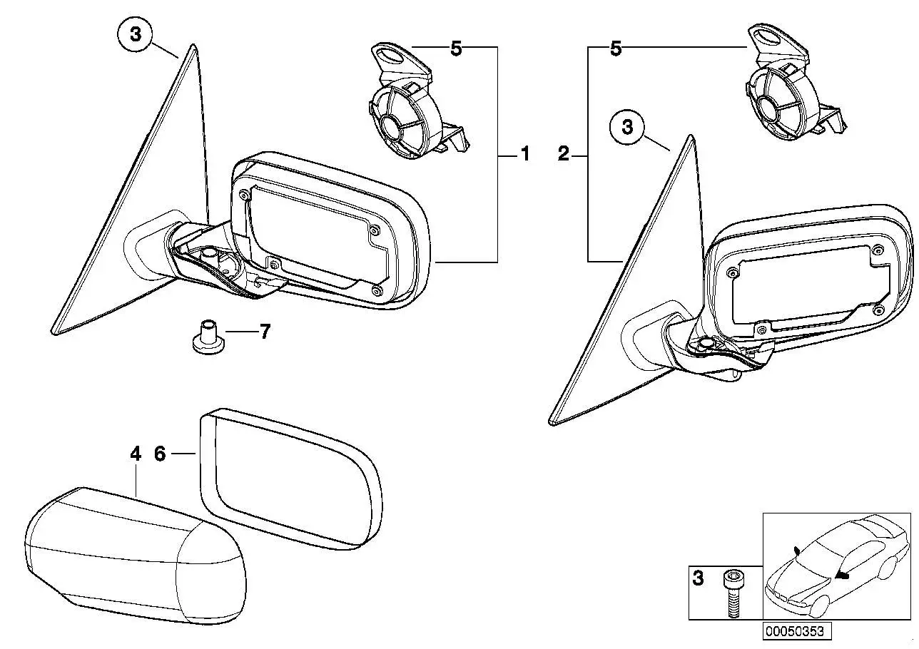 BMW Aussenspiegel beheizt Memory Bus links E46 51167153075