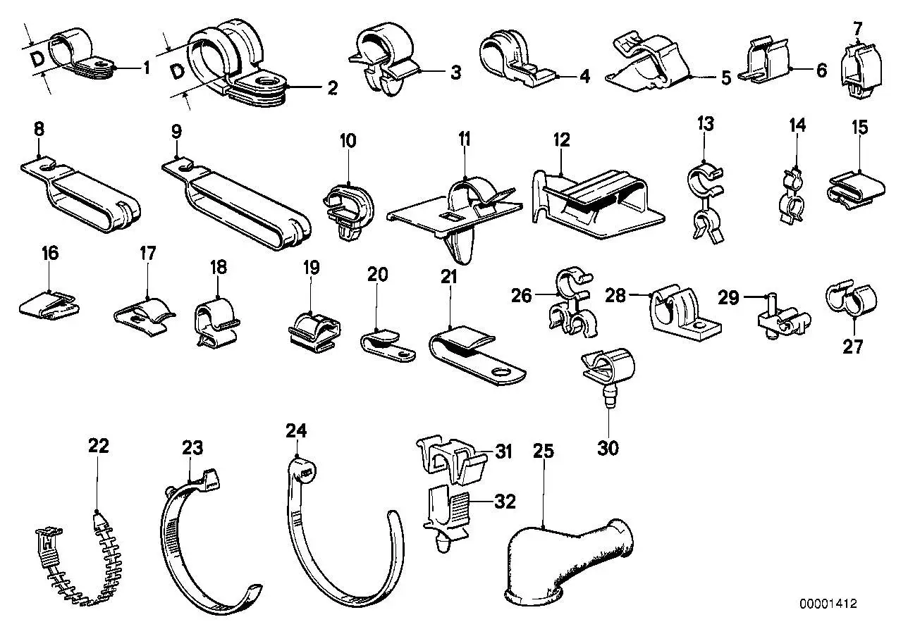 BMW Schelle E12 E21 E23 E24 E28 E30 E32 E34 E39 E46 E52 E65 E66 E
