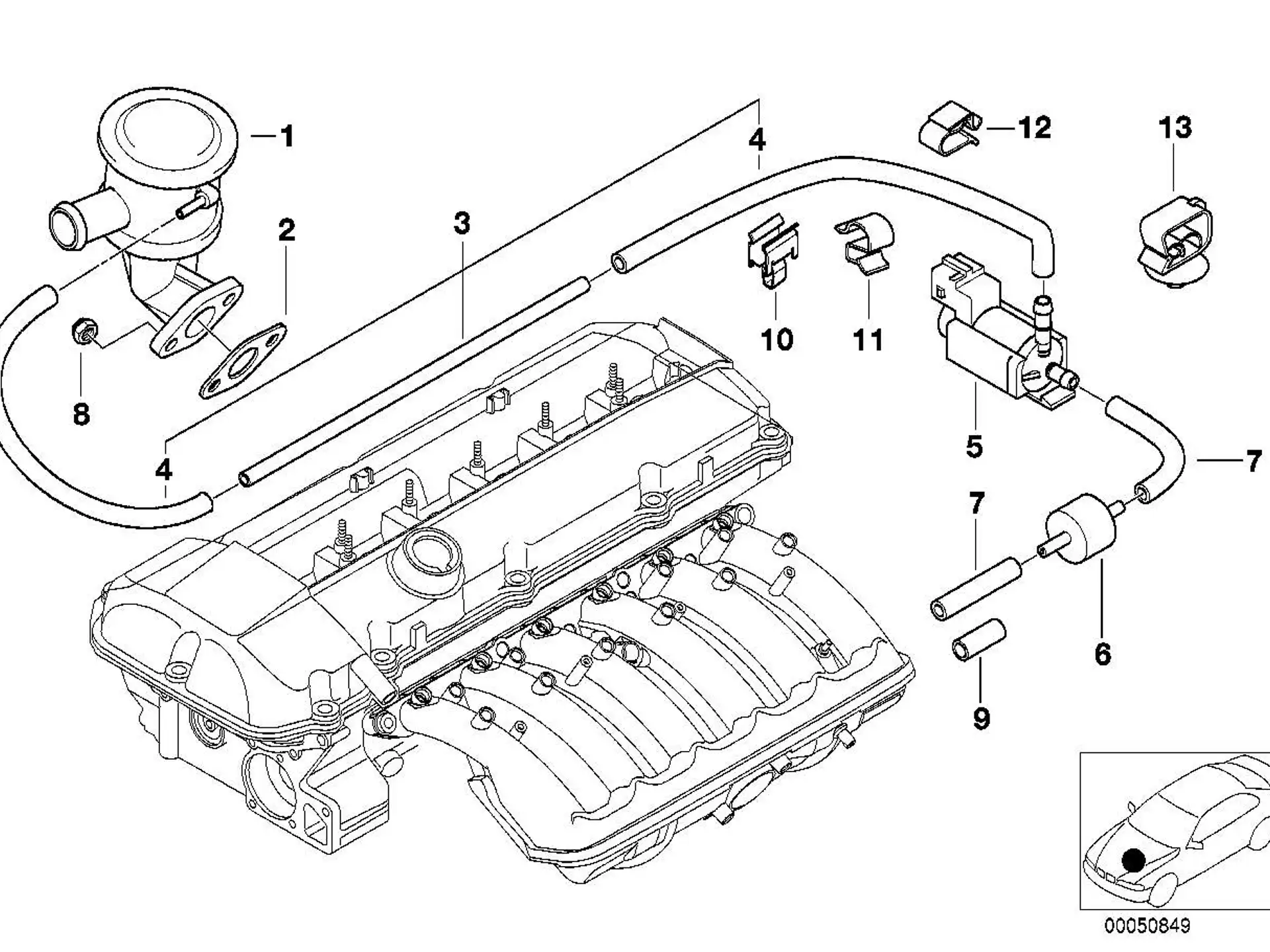BMW Unterdruckleitung E38 E39 E46 11727574490