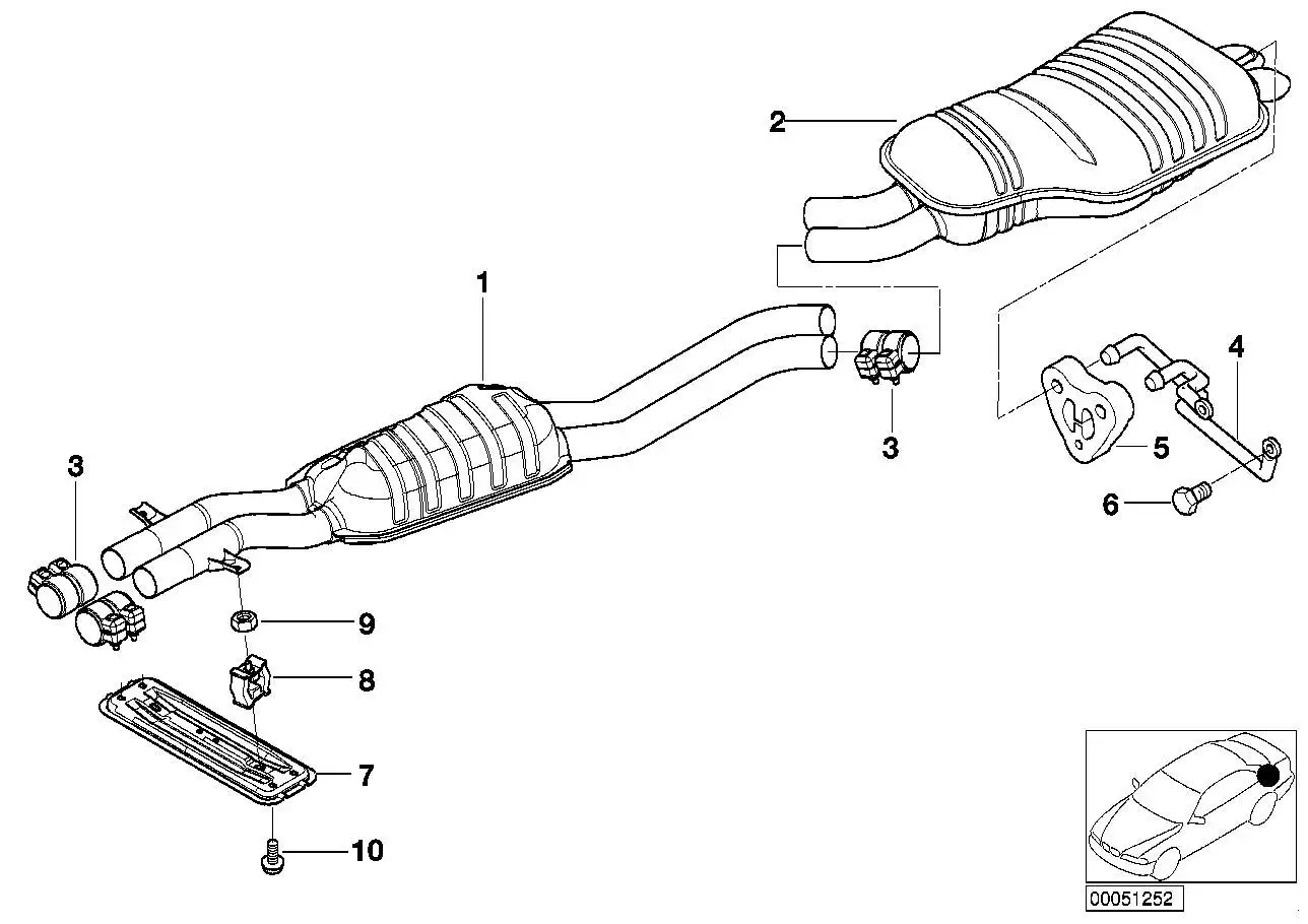 BMW Mittelschalldämpfer E46 18307792158 - Bildposition 01