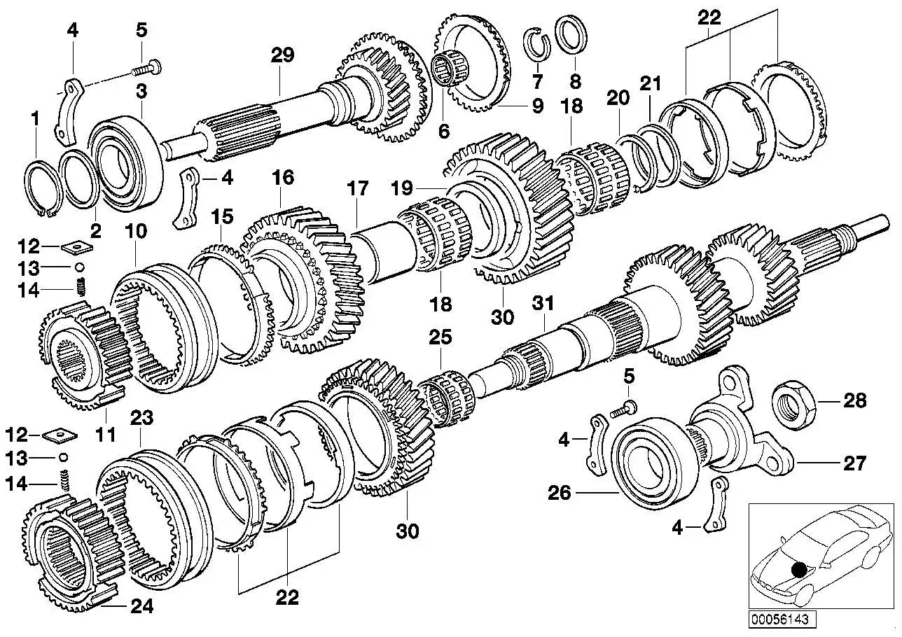 BMW Druckfeder E32 E34 E36 E38 E39 E46 E53 23211224816