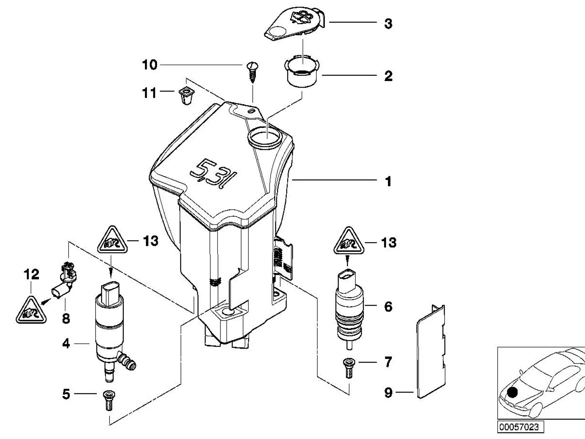BMW Behälter Scheinwerferwaschanlage E46 E85 E86 61677008057