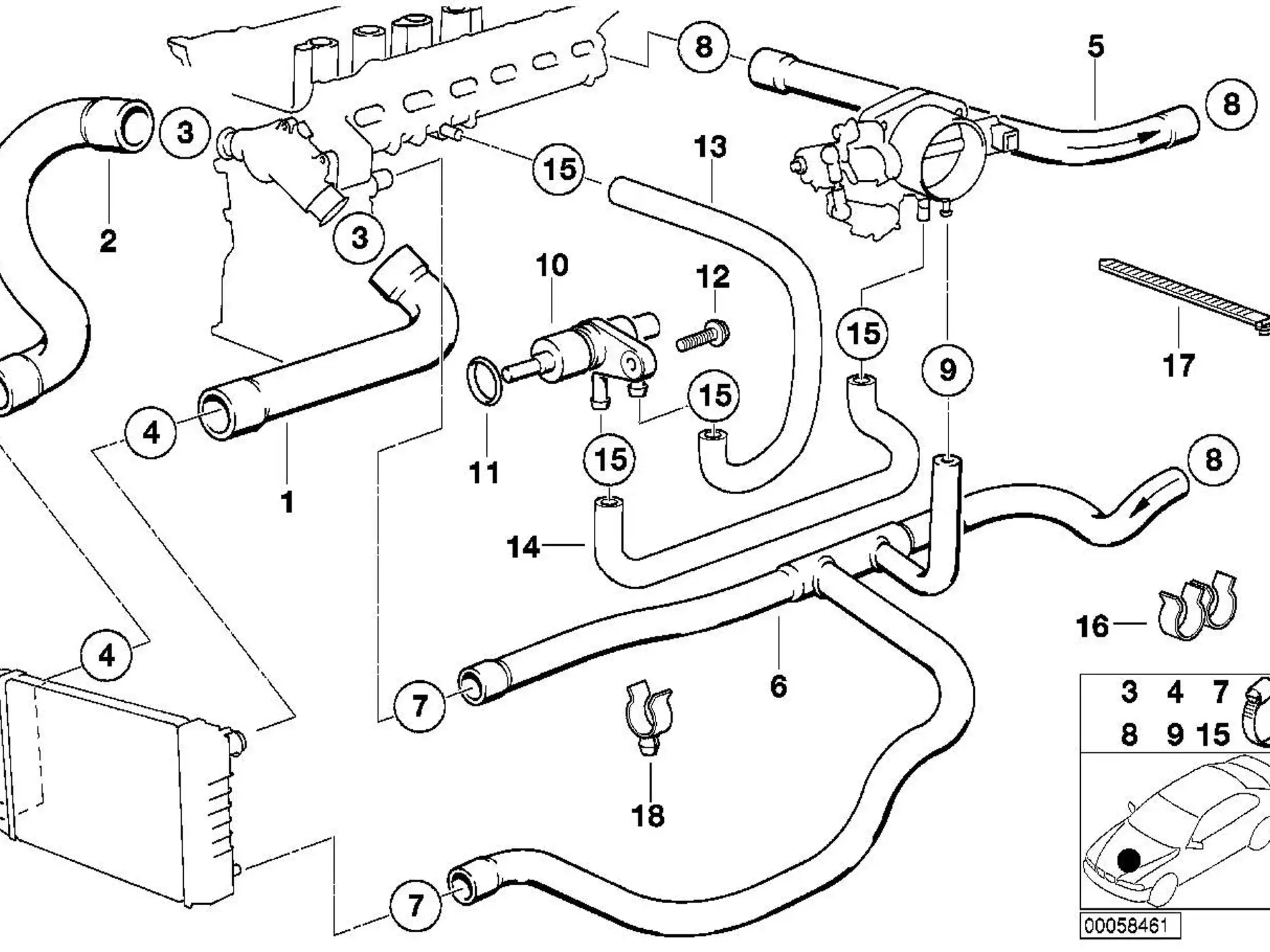 BMW Schlauch Motorvorlauf-Wasserventil E36 64211394293