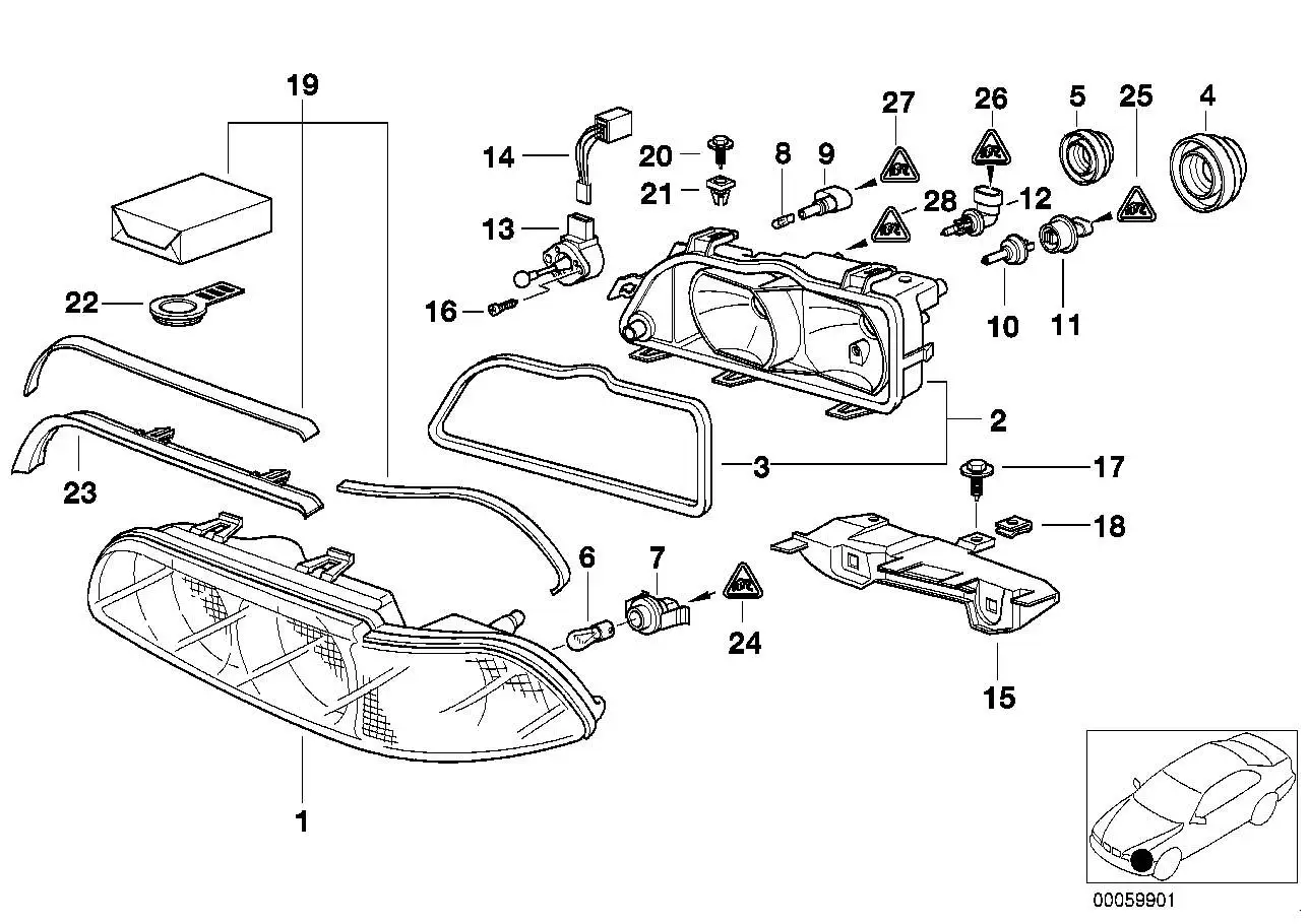 BMW Abdeckscheibe rechts E39 63128361556