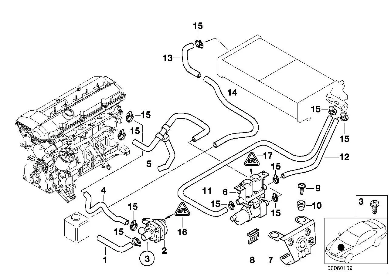 BMW Schlauch Motorvorlauf-Wasserventil E39 64218378368
