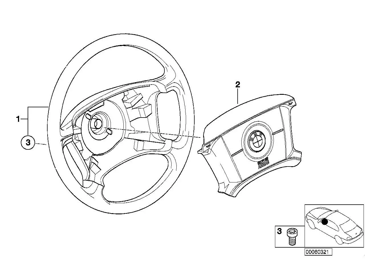 BMW Lenkrad Leder Airbag E46 32346753945 - 3er E46