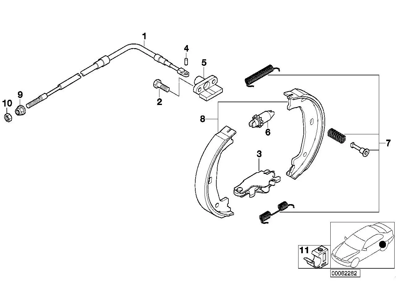 BMW Handbremsbowdenzug E36 34401166053 - Bildposition 01
