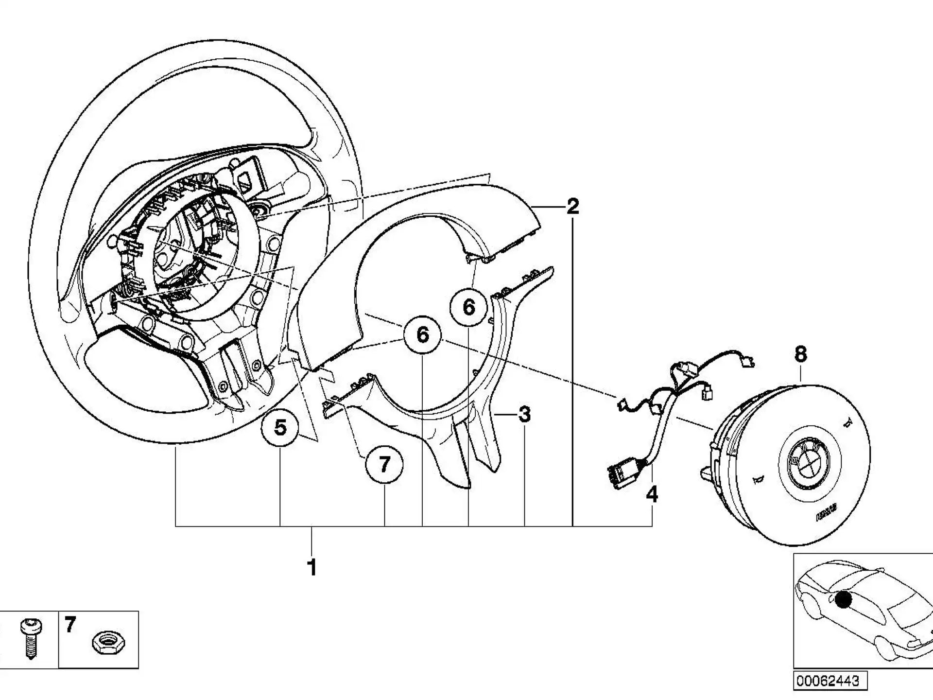 BMW Verbindungsleitung Airbag / Schleifring E39 E46 E53 E85 E86 32301097246
