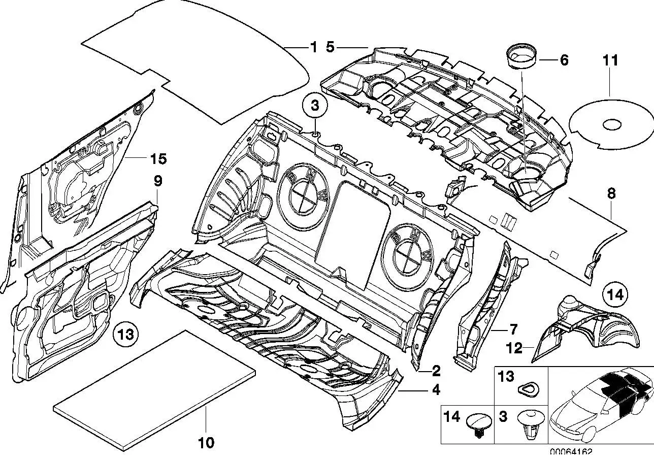 BMW Schallisolierung Gepäckraumboden E46 51488204049