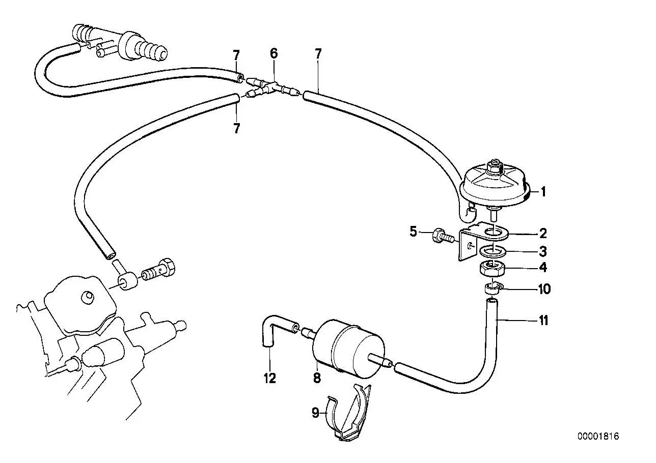 BMW Schlauch E28 E30 E36 13512240681 - Bildposition 12