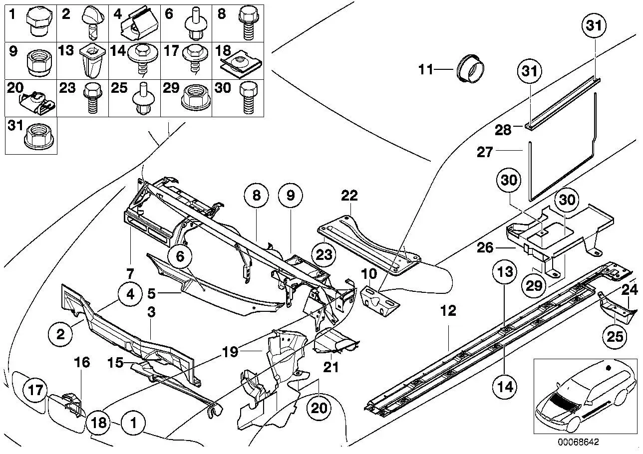 BMW Abdeckung Schweller unten links E39 51718201495 - Bildpositio