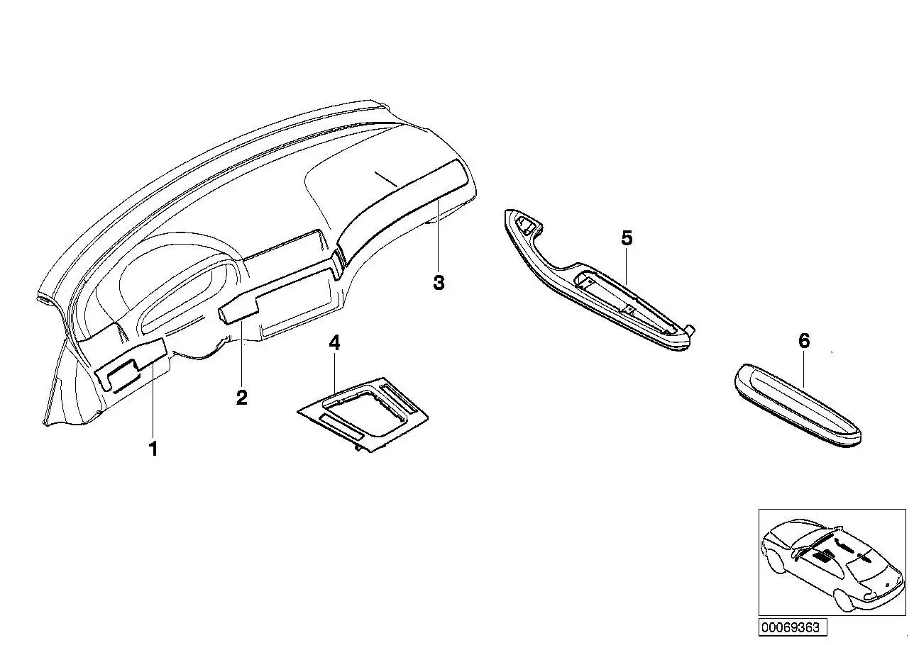 BMW Boden Ablegefach Alu E46 51167895807